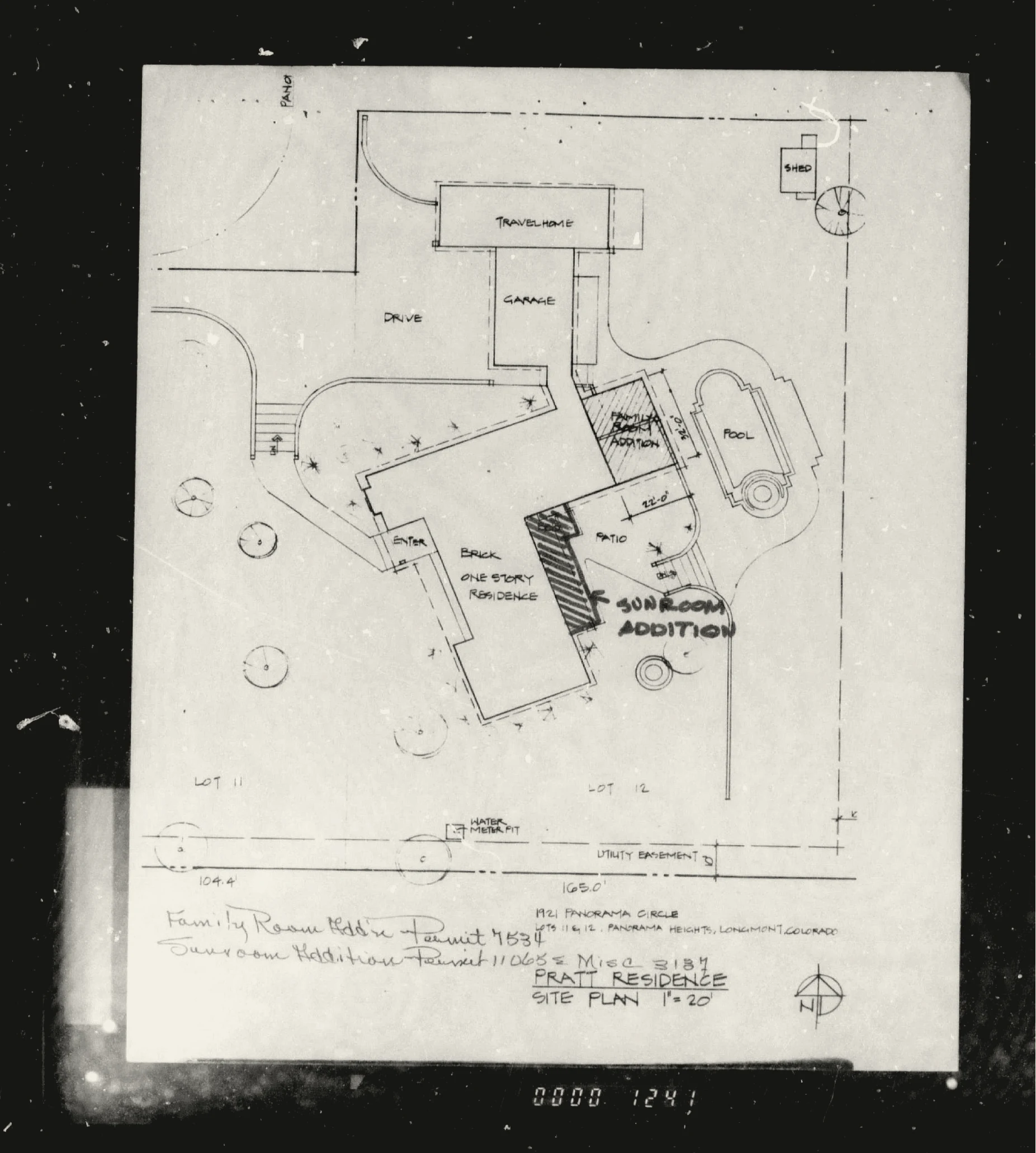 The 1988 plan annotated for the room and sunroom campaigns.