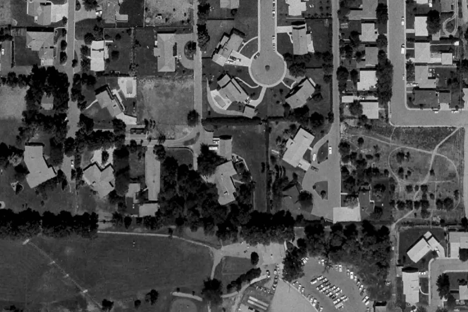 Boulder County aerial view of 1921 Panorama Circle in 1977