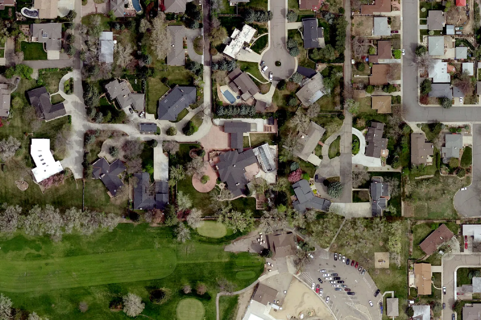 Boulder County aerial view of 1921 Panorama Circle in 2011