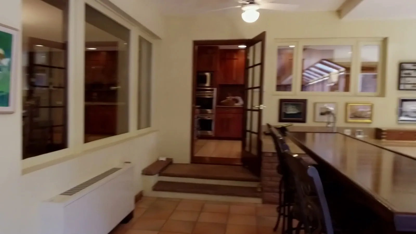 The bar corridor and its stepped change in level.