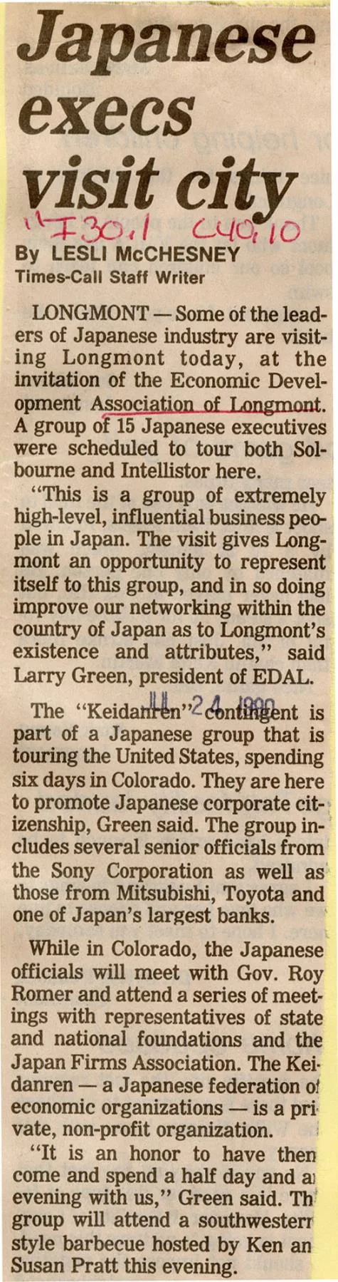 Companion clipping from the 1990 Keidanren visit.