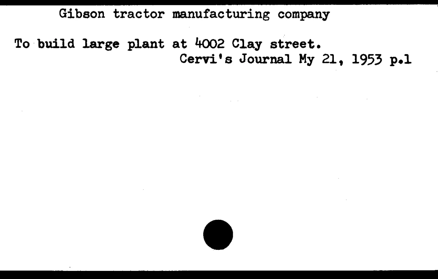 Gibson Tractor Manufacturing Company record.