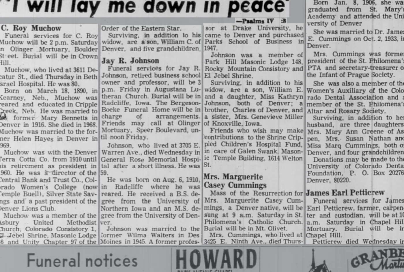 1970 obituary for Jay R. Johnson.