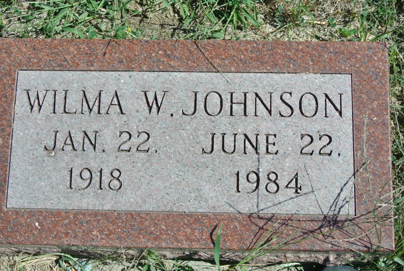 Wilma Johnson memorial photograph.